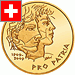 Stříbrná a zlatá mince ze Švýcarska