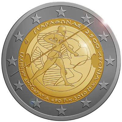 2.500th anniversary of the Battle of Marathon greece 2 euro 2010