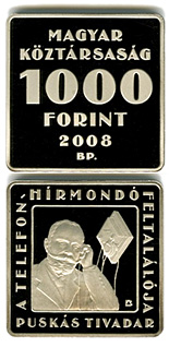 1000 forint coin 115th Anniversary of the Telephone Newspaper | Hungary 2008