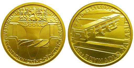 Česká pamětní zlatá mince 2009 Kulturní památka zdymadlo na Labi pod Střekovem