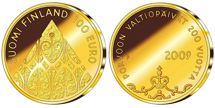 Finská pamětní zlatá mince The Diet of Porvoo 200 years