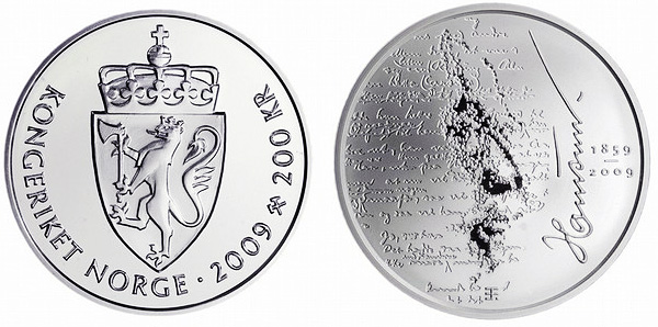 Norsko pamětní mince Knut Hamsun - commemorative coin