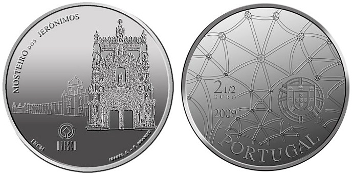 Mosteiro dos Jerónimos - S. Património Mundial – 2009 Portugal 2,5 euro commmemorative coin