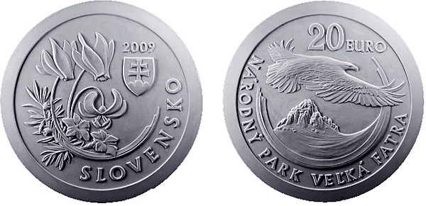 Slovenská pamětní euro mince Ochrana prírody a krajiny – Národný park Veľká Fatra