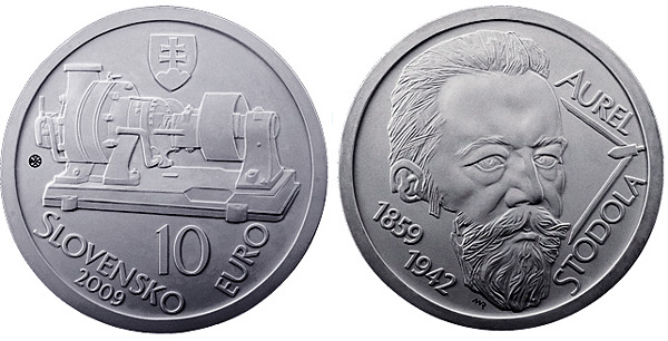 Slovenská pamětní euro mince Aurel Stodola