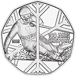 5 euro coin 100 Years of Skiing  | Austria 2005