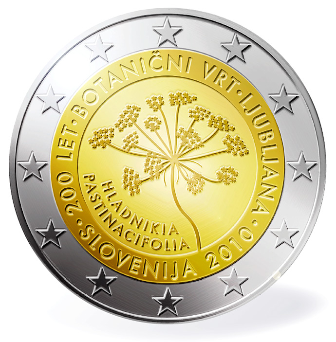 Pamětní mince 2 euro  Slovinsko 2010 Botanická zahrada commemorative coin Slovenia