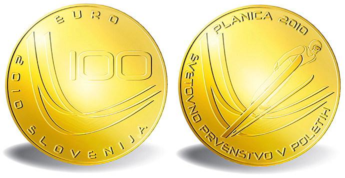 Slovenia euro commemorativec coin 2010 pamětní mince Slovinsko World Ski Flying Championship in Planica